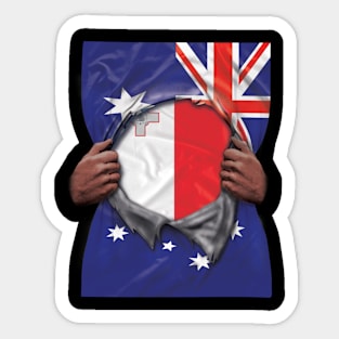 Malta Flag Australian Flag Ripped - Gift for Maltese From Malta Sticker